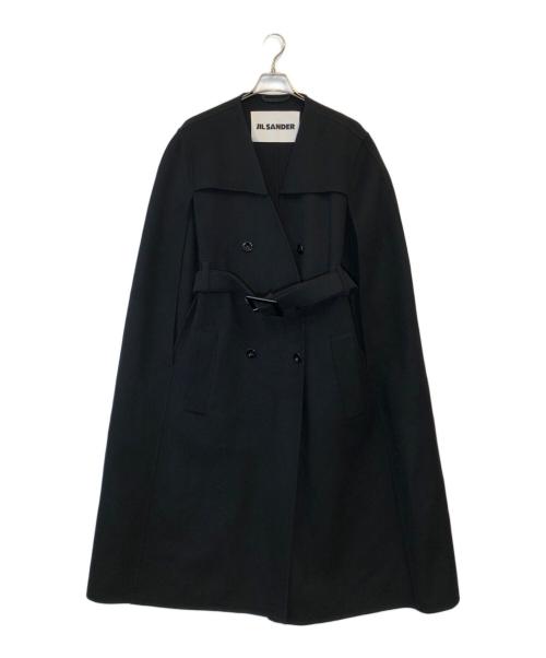JIL SANDER（ジルサンダー）JIL SANDER (ジルサンダー) ダブルブレストケープコート ブラック サイズ:38の古着・服飾アイテム