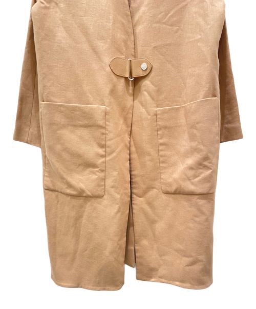 HERMES（エルメス）HERMES (エルメス) リネン シルク ノーカラー コート ベージュ サイズ:38の古着・服飾アイテム
