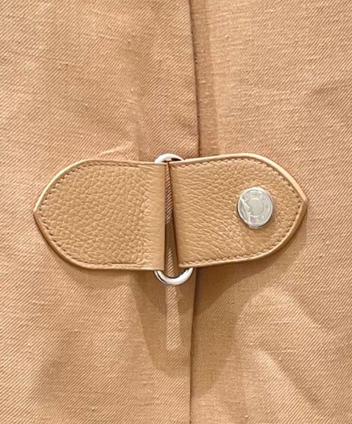 HERMES（エルメス）HERMES (エルメス) リネン シルク ノーカラー コート ベージュ サイズ:38の古着・服飾アイテム