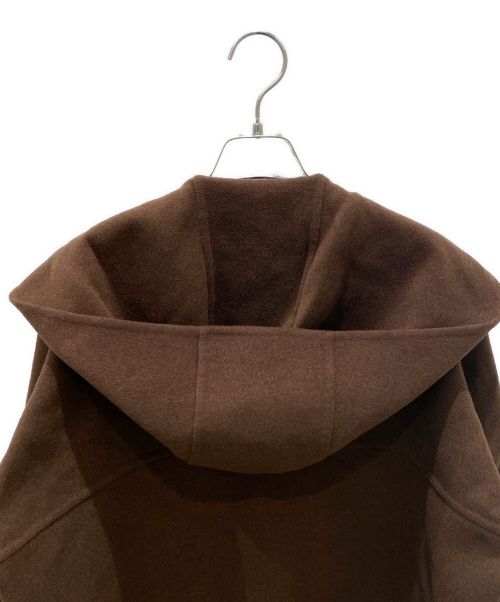 HERMES（エルメス）HERMES (エルメス) ニットディテール カシミヤ フーデッドコート ブラウン サイズ:38の古着・服飾アイテム