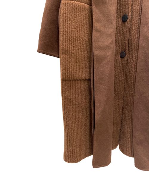 HERMES（エルメス）HERMES (エルメス) ニットディテール カシミヤ フーデッドコート ブラウン サイズ:38の古着・服飾アイテム