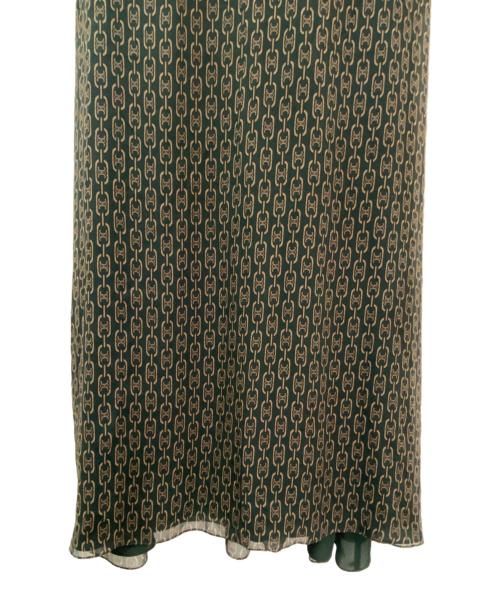 CELINE（セリーヌ）CELINE (セリーヌ) トリオンフチェーンプリントワンピース グリーン サイズ:38の古着・服飾アイテム