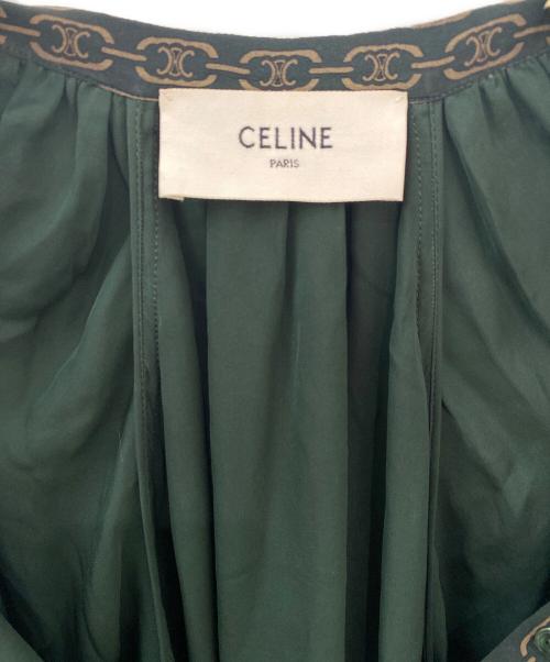 CELINE（セリーヌ）CELINE (セリーヌ) トリオンフチェーンプリントワンピース グリーン サイズ:38の古着・服飾アイテム