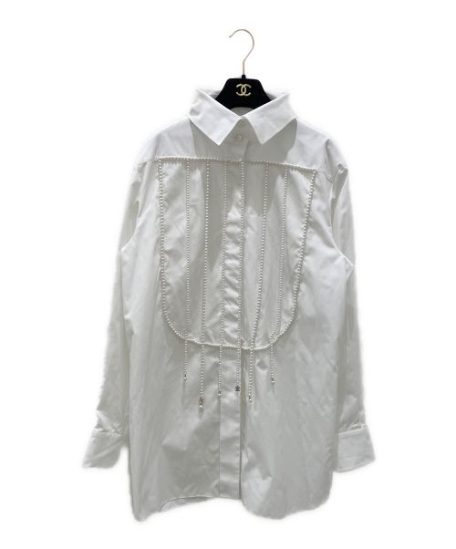 CHANEL（シャネル）CHANEL (シャネル) ココマークパールエンベリッシュメントシャツ ホワイト サイズ:40の古着・服飾アイテム