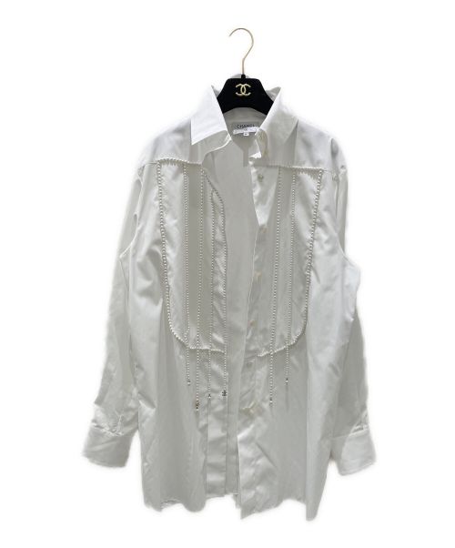 CHANEL（シャネル）CHANEL (シャネル) ココマークパールエンベリッシュメントシャツ ホワイト サイズ:40の古着・服飾アイテム