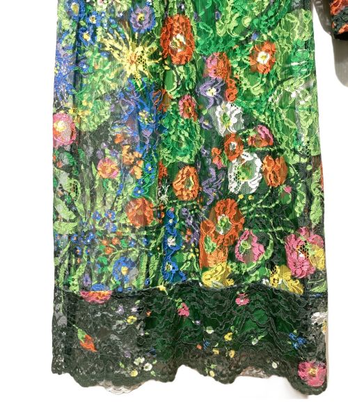 GUCCI（グッチ）GUCCI (グッチ) Ken Scott Printed Lace Dress（ケン・スコット プリント レース ドレス） グリーン サイズ:40の古着・服飾アイテム