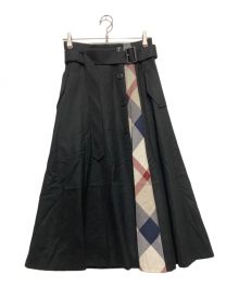 BLUE LABEL CRESTBRIDGE（ブルーレーベルクレストブリッジ）の古着「ハイカウントフラノトレンチスカート」｜ブラック