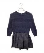 FOXEY NEWYORKフォクシーニューヨーク）の古着「ポインテルコンボクロップセーター」｜ネイビー