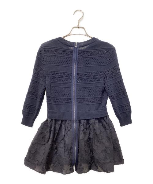 FOXEY NEWYORK（フォクシーニューヨーク）FOXEY NEWYORK (フォクシーニューヨーク) ポインテルコンボクロップセーター ネイビー サイズ:SIZE 38の古着・服飾アイテム