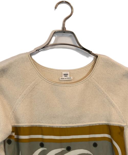 HERMES（エルメス）HERMES (エルメス) スカーフ切替ワンピース アイボリー サイズ:SIZE 34の古着・服飾アイテム