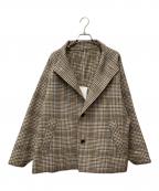 CABANキャバン）の古着「ハウンドトゥースチェック スタンドブルゾン」｜ベージュ