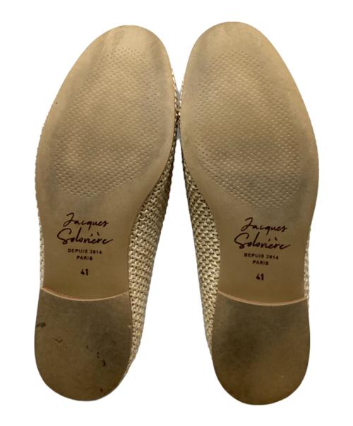 JACQUES SOLOVIERE（ジャック ソロヴィエール）Jacques Soloviere (ジャック ソロヴィエール) ラフィア スリッポン ベージュ サイズ:SIZE41の古着・服飾アイテム