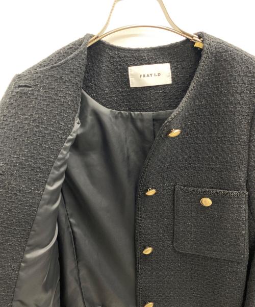 FRAY ID（フレイ アイディー）FRAY ID (フレイ アイディー) GIOLICAツィードクルーネックジャケット ブラック サイズ:SIZE1の古着・服飾アイテム