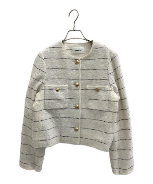 FRAY ID（フレイ アイディー）FRAY ID (フレイ アイディー) GIOLICAツィードクルーネックジャケット ホワイト サイズ:SIZE 1の古着・服飾アイテム