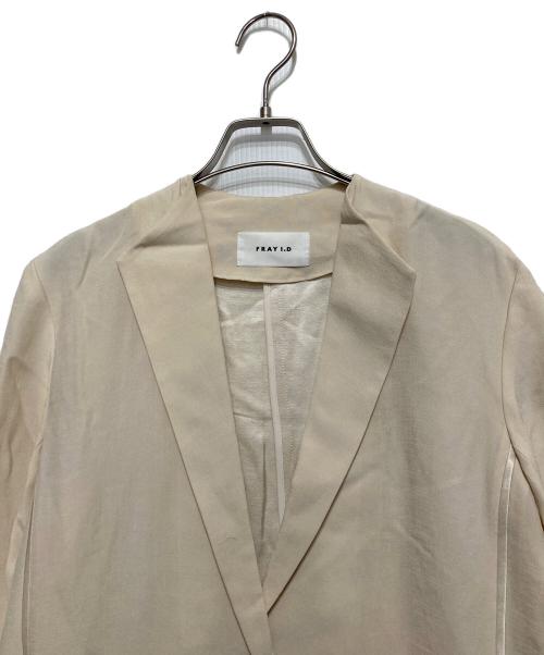 FRAY ID（フレイ アイディー）FRAY ID (フレイ アイディー) バックサテンノーカラーラペルジャケット アイボリー サイズ:SIZE 1の古着・服飾アイテム