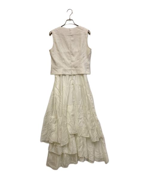 FRAY ID（フレイ アイディー）FRAY ID (フレイ アイディー) ショートノーカラージレベストコンビワンピ アイボリー サイズ:SIZE 1の古着・服飾アイテム