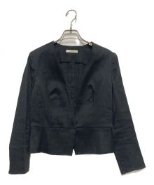 EPOCA（エポカ）の古着「リネン混ノーカラージャケット」｜ブラック