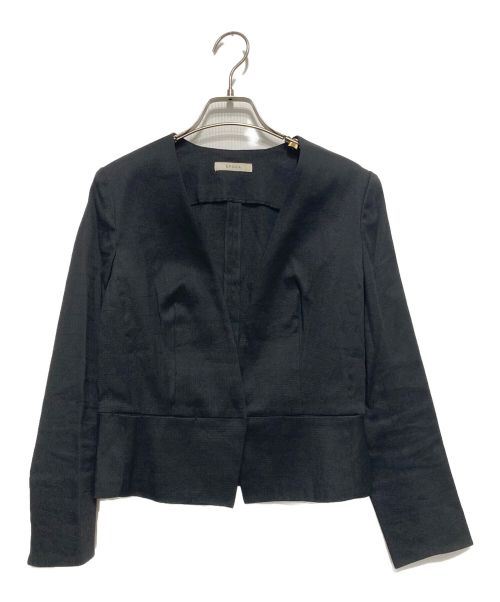 EPOCA（エポカ）EPOCA (エポカ) リネン混ノーカラージャケット ブラック サイズ:SIZE 38の古着・服飾アイテム
