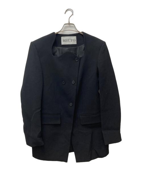 RECTO（レクト）RECTO (レクト) SIGNATURE CURVED NECK LONG JACKET ブラック サイズ:Sの古着・服飾アイテム
