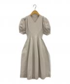 CELFORDセルフォード）の古着「ホールガーメントボリュームスリーブワンピース」｜ライトベージュ