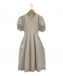 CELFORD（セルフォード）の古着「ホールガーメントボリュームスリーブワンピース」｜ライトベージュ
