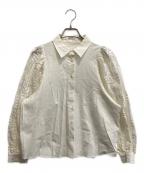 VERMEIL par ienaヴェルメイユ パー イエナ）の古着「レースコンビ ボリュームスリーブブラウス」｜アイボリー