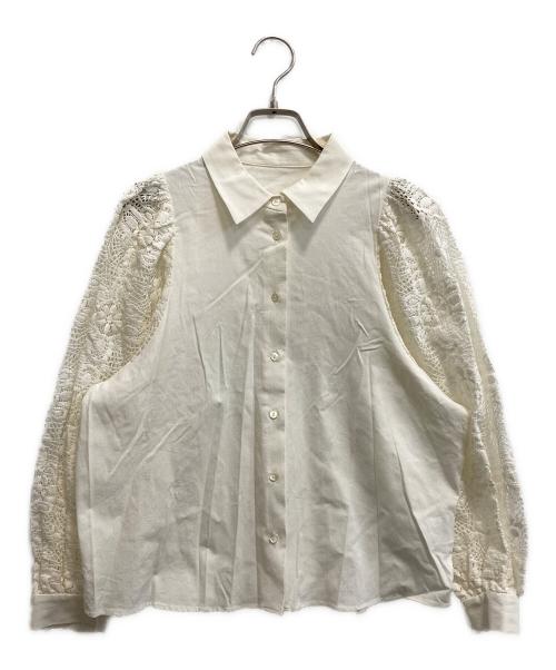 VERMEIL par iena（ヴェルメイユ パー イエナ）VERMEIL par iena (ヴェルメイユ パー イエナ) レースコンビ ボリュームスリーブブラウス アイボリー サイズ:SIZE Freeの古着・服飾アイテム