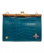 A.D.M.J.エーディーエムジェイ）の古着「牛革クロコ型押し/ザ・ビー がま口ポーチ」｜グリーン