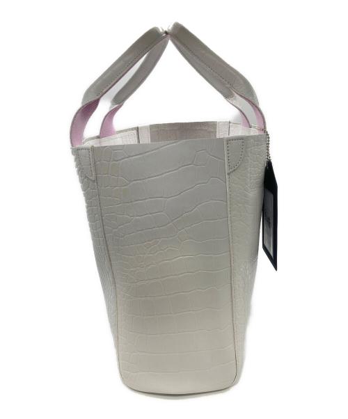A.D.M.J.（エーディーエムジェイ）A.D.M.J. (エーディーエムジェイ) クロコ型押しトートバッグ ホワイトの古着・服飾アイテム