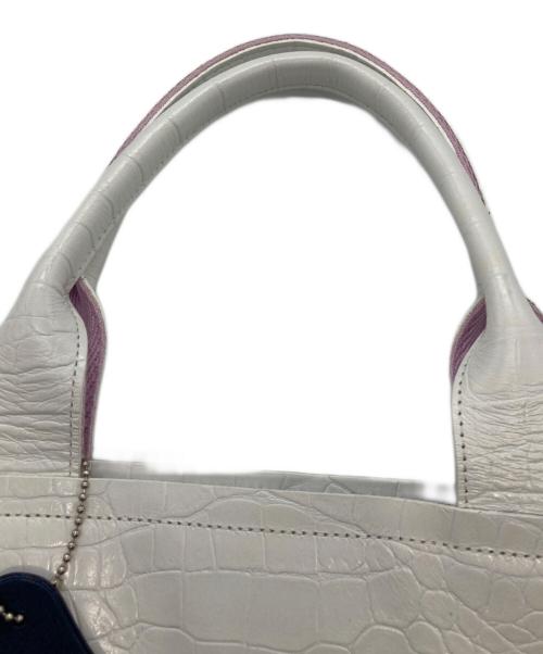A.D.M.J.（エーディーエムジェイ）A.D.M.J. (エーディーエムジェイ) クロコ型押しトートバッグ ホワイトの古着・服飾アイテム