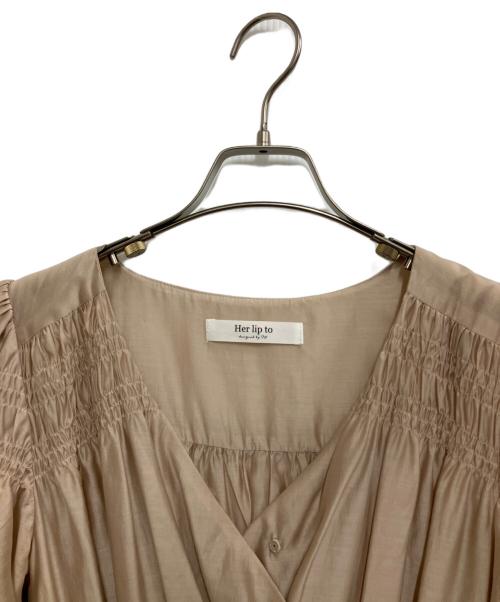 HER LIP TO（ハーリップトゥ）HER LIP TO (ハーリップトゥ) Airy Volume Sleeve Dress ベージュ サイズ:Mの古着・服飾アイテム