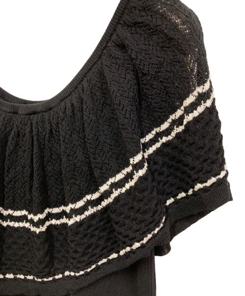 Diagram（ダイアグラム）Diagram (ダイアグラム) バイカラーレーシーニットワンピース ブラック サイズ:36の古着・服飾アイテム