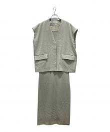 emmi atelier（エミアトリエ）の古着「ドライタッチジレ×キャミワンピース」｜ライトグリーン