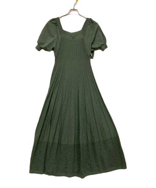 Diagram（ダイアグラム）Diagram (ダイアグラム) パフプリーツニットワンピース グリーン サイズ:36 未使用品の古着・服飾アイテム