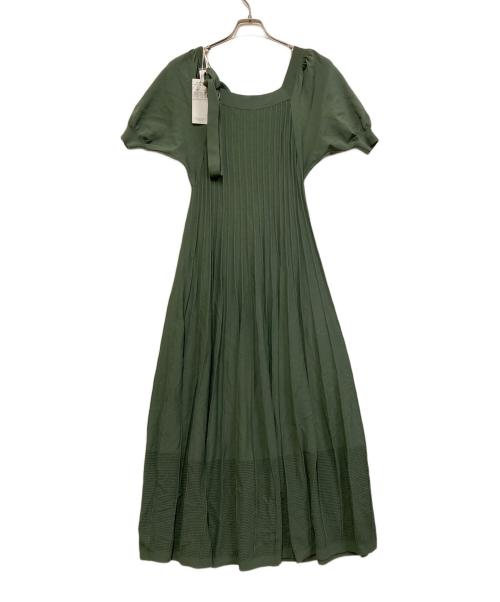 Diagram（ダイアグラム）Diagram (ダイアグラム) パフプリーツニットワンピース グリーン サイズ:36 未使用品の古着・服飾アイテム