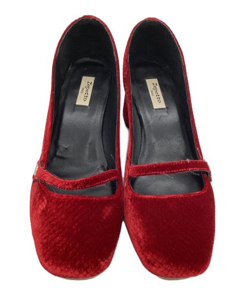 repetto（レペット）repetto (レペット) ベロアパンプス レッド サイズ:SIZE 37の古着・服飾アイテム