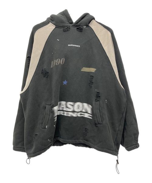masonprince（メゾンプリンス）masonprince (メゾンプリンス) オーバーサイズフーディ ブラック×アイボリー サイズ:34の古着・服飾アイテム