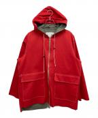 CAMIEL FORTGENSカミエルフォートヘンス）の古着「HOODED RAIN JACKET REVERSIBLE」｜レッド×オリーブ