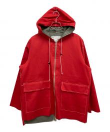CAMIEL FORTGENS（カミエルフォートヘンス）の古着「HOODED RAIN JACKET REVERSIBLE」｜レッド×オリーブ