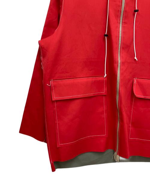 CAMIEL FORTGENS（カミエルフォートヘンス）CAMIEL FORTGENS (カミエルフォートヘンス) HOODED RAIN JACKET REVERSIBLE レッド×オリーブ サイズ:Sの古着・服飾アイテム