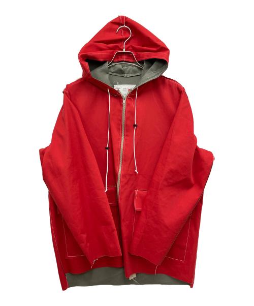 CAMIEL FORTGENS（カミエルフォートヘンス）CAMIEL FORTGENS (カミエルフォートヘンス) HOODED RAIN JACKET REVERSIBLE レッド×オリーブ サイズ:Sの古着・服飾アイテム