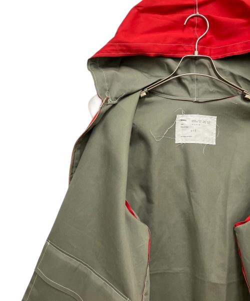 CAMIEL FORTGENS（カミエルフォートヘンス）CAMIEL FORTGENS (カミエルフォートヘンス) HOODED RAIN JACKET REVERSIBLE レッド×オリーブ サイズ:Sの古着・服飾アイテム