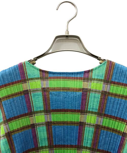 PLEATS PLEASE（プリーツプリーズ）PLEATS PLEASE (プリーツプリーズ) チェック柄プリーツカットソー マルチカラー サイズ:3の古着・服飾アイテム