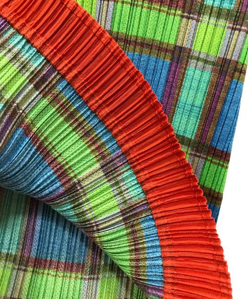PLEATS PLEASE（プリーツプリーズ）PLEATS PLEASE (プリーツプリーズ) チェック柄プリーツカットソー マルチカラー サイズ:3の古着・服飾アイテム