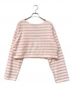 Traditional Weatherwearトラディショナルウェザーウェア）の古着「ショートボーダートップス」｜ピンク×ホワイト