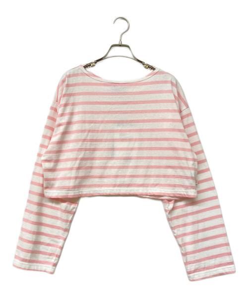 Traditional Weatherwear（トラディショナルウェザーウェア）Traditional Weatherwear (トラディショナルウェザーウェア) ショートボーダートップス ピンク×ホワイト サイズ:Sの古着・服飾アイテム