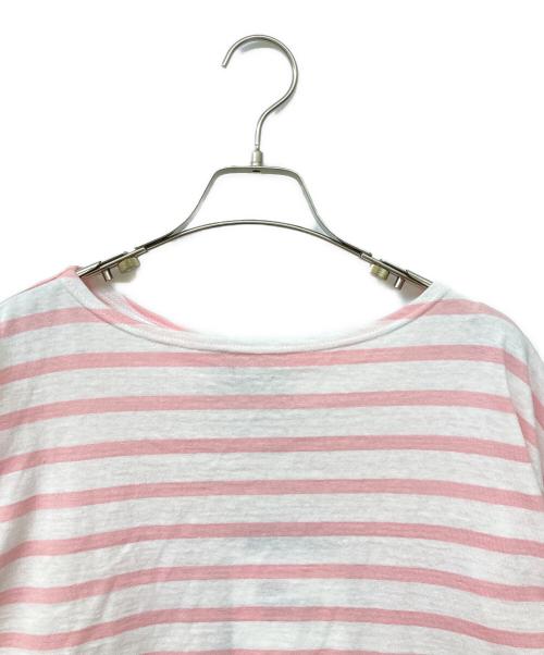 Traditional Weatherwear（トラディショナルウェザーウェア）Traditional Weatherwear (トラディショナルウェザーウェア) ショートボーダートップス ピンク×ホワイト サイズ:Sの古着・服飾アイテム