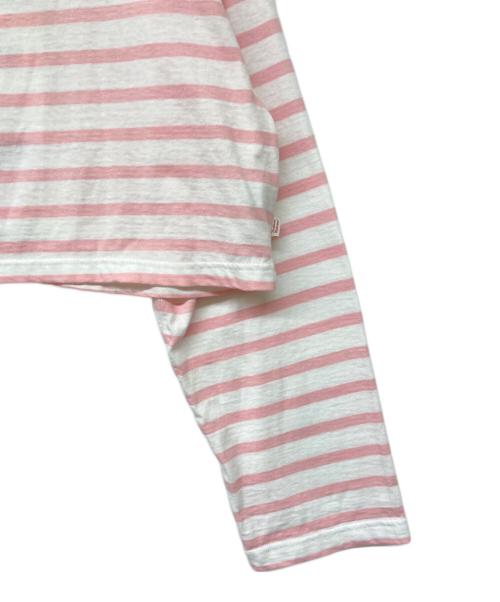 Traditional Weatherwear（トラディショナルウェザーウェア）Traditional Weatherwear (トラディショナルウェザーウェア) ショートボーダートップス ピンク×ホワイト サイズ:Sの古着・服飾アイテム