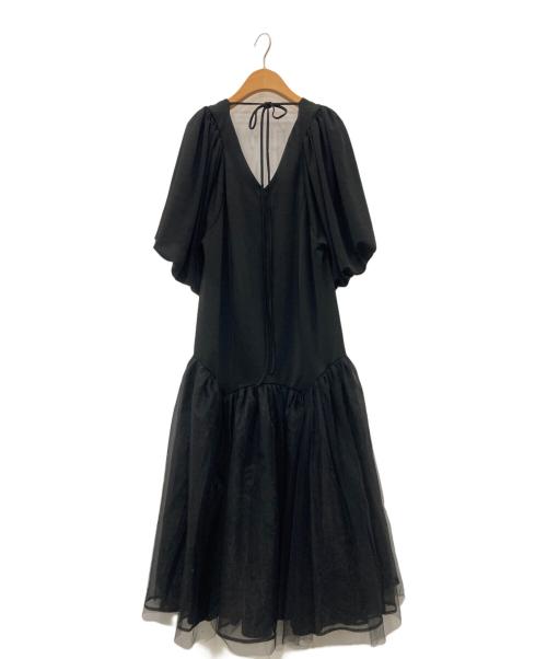 la belle etude（ラベルエチュード）la belle etude (ラベルエチュード) ボリュームパフスリーブAラインワンピース ブラック サイズ:1の古着・服飾アイテム