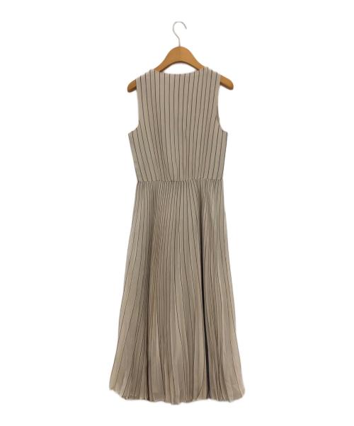 Max Mara Studio（マックスマーラ ストゥディオ）MAX MARA STUDIO (マックスマーラ ストゥディオ) プリーツノースリーブワンピース ベージュ サイズ:SIZE40の古着・服飾アイテム